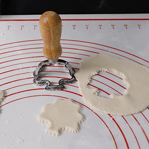 Ravioli Cutter Stamp Mold Set, 7 Pcs, 4 Inch, With Cutter And Wooden Rolling Pin (Festival Style) #TOP2