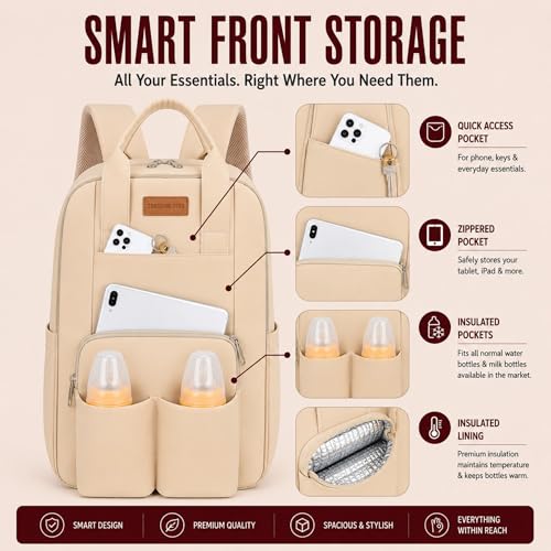 Image of Diaper Mommy Bags For Mothers for Travel - Hospital Baby Maternity Bag for Delivery Women - New Born Baby Essentials - Water-Resistant Fabric & Insulated Bottle Holders | 24 L, 15 Pockets
