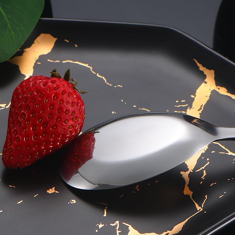 Silverware Flatware Set, 1/4/6/8/10 Pieces Thickened And Deepened Stainless Steel Flat-bottomed Spoons For Household Soup Spoons And Deepened Long-handled Spoons(10Pcs)