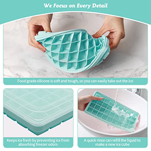Food-Grade Silicone Ice Cube Tray With Lid And Storage Bin For Freezer, Easy-Release 2 * 36 Small Nugget Ice Trays 1 Ice Bucket & Scoop, Flexible Ice Cube Molds With Ice Container #TOP4