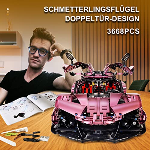 YESHIN Technik Sportwagen MOC Technologie 1:8 Statische Car Klemmbausteine Bausatz 3686pcs Rennauto Auto Modell bausatz… – Bild 3