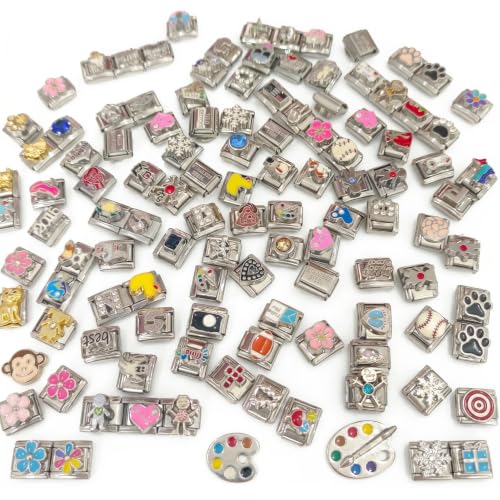 Eslabones de pulsera con dijes italianos de acero inoxidable para módulo DIY modular 100 piezas