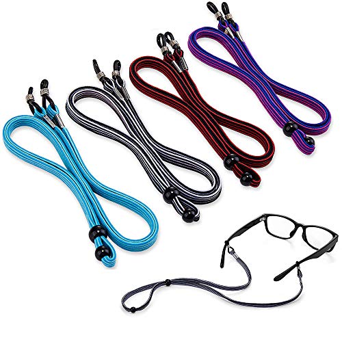 SCWJTF Eyeglass Straps, 4PCS Premium Nylon Adjustable Eyewear Retainers, Anti-slip Eyeglass Lanyard, Sport Unisex Sunglass Eyeglass Chains for Men and Women s, Free 3 Gifts