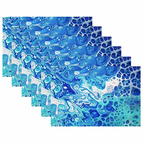 Sets de table résistant à la chaleur motif abstrait bleu acrylique - 6