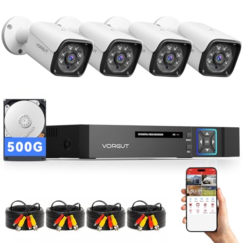 VORGUT Wired Security Camera System Outdoor, 4CH 5MP Lite...