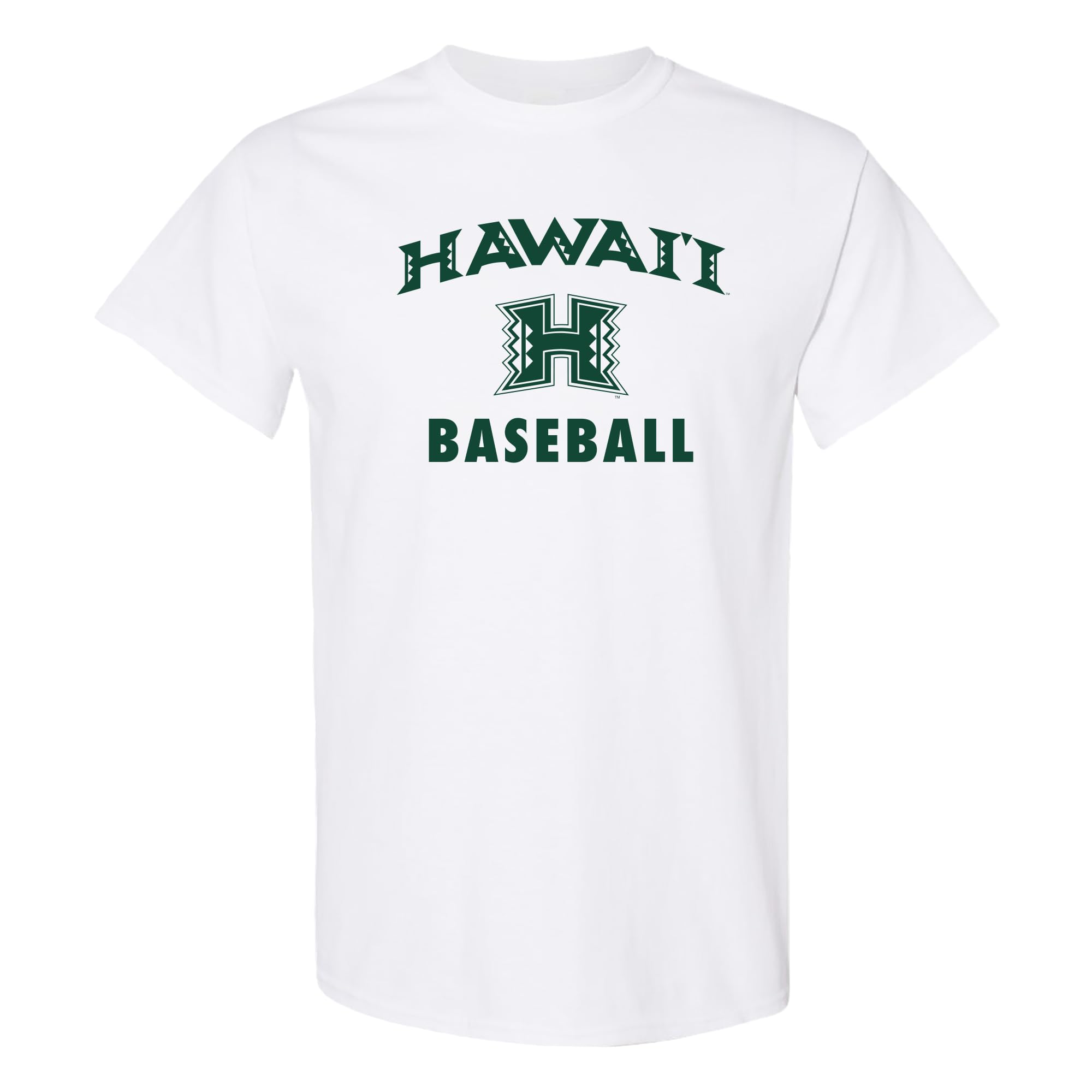 UGP Campus Apparel AS1095 - Hawaii Rainbow Warriors Arch Logo Baseball T Shirt - Large - White