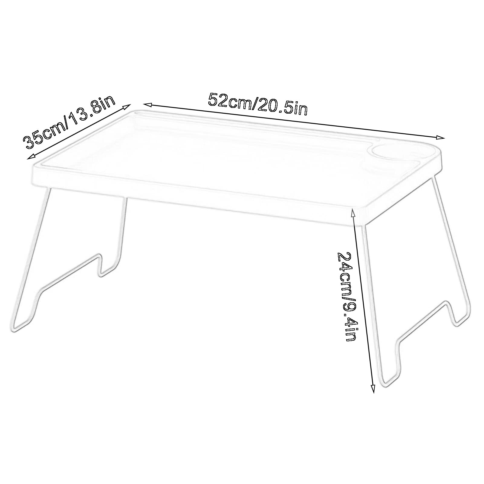 Przenośny stolik z tacą, składane biurko na kolanach 52 x 35 cm, stolik na laptopa na śniadanie, czytanie, rysowanie, pisanie, praca