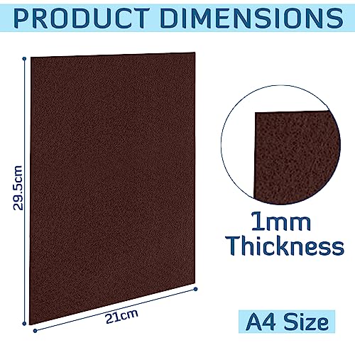 Image of Lakeer A4 Felt Sheets 29.7cm X 21cm Set 10 Dark Brown Colour 1mm Thickness for Kids School DIY Crafts Patchwork Embroidery Project.