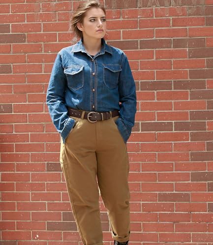 Women's 1.5 inch Leather Belt with Large Brass Buckle - Trendy Vintage Style for Jeans and Pants2