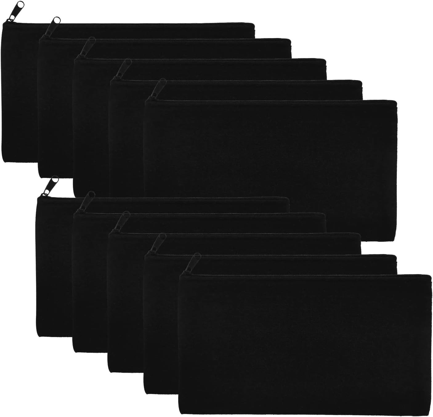 Blank Canvas Bag Zipper Pouch Makeup Bags Bulk - Multi-Purpose Canvas Pencil Pouch with Sturdy Zipper, Cosmetic Bag Travel Toiletry Bag for DIY Craft Projects (80, Black, 8.3x4.7)