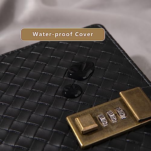 Image of TIEFOSSI B6 Leather Journal Notebook With Combination Lock, Travel Refillable Ruled Lined Writing Paper, Secret Password Gift Diary For Women Girls Boys (Black), 224 Pages