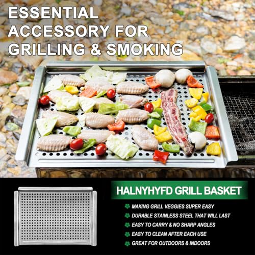 HALNYHYFD Grill Pan, Vegetable Grill Topper Stainless Steel Grill Pan for Outdoor Grill, 18X12 Inch Large Perforated BBQ Grill Tray, Heavy-Duty Tray for Grilling Vegetable & Meat Grills - Thumbnail 5