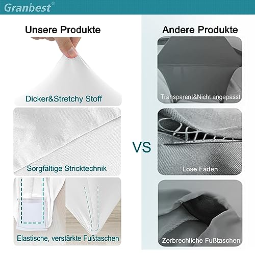 Granbest Pack von 2 Cocktail Tischhussen Eingebaut Spandex Quadrat Ecken Stehtischhussen für Party, Bankett, Hochzeitsereignis, Ausstellung, Freien (Weiß, Ø 80-85cm)