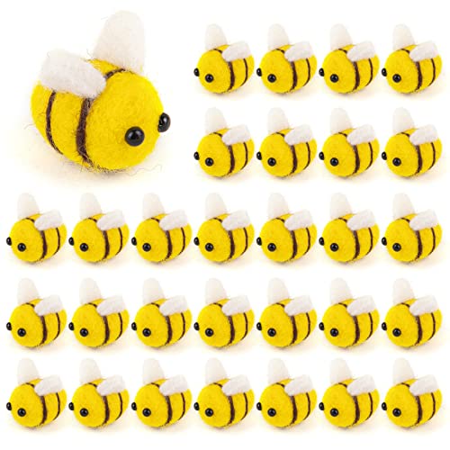 AUEAR, 50 Stück gelbe Wollfilz Bienen Mini Hummel Bastelbälle Bienen für DIY Handwerk Party Zelt Kleidung Hut Geschenk Dekoration Cover