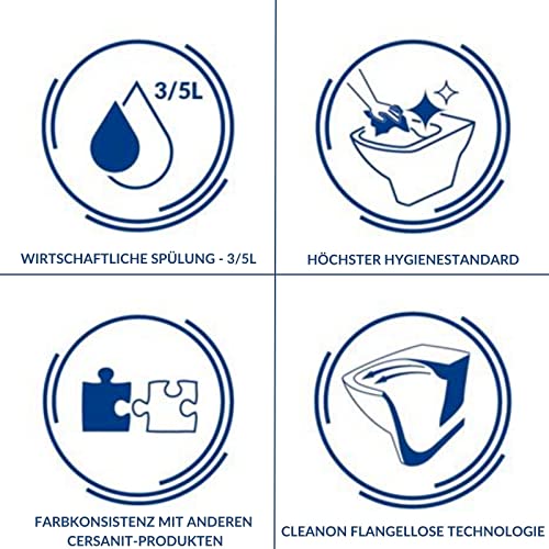 CERSANIT Stand WC mit Spülkasten Komplett | Toiletten mit Toilettensitz aus Duroplast mit Absenkautomatik | Kloschüssel mit Waagerecht Ablauf - 36 cm Breite | Stand WC aus Keramik | Farbe: Weiß – Bild 4