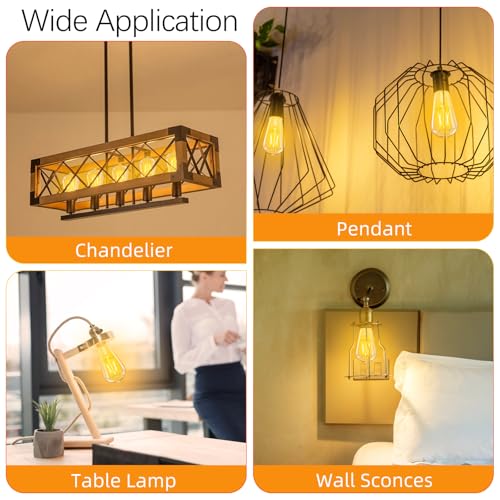 GvvooHome Edison Bulbs Dimmable, E26 LED Bulb 60 watt Equivalent, Soft White 2700K, ST58 Vintage Light Bulbs, 90+ CRI, 6W 600LM, E26 Medium Base, Clear Glass, 24 Pack by GvvooHome - Image 7