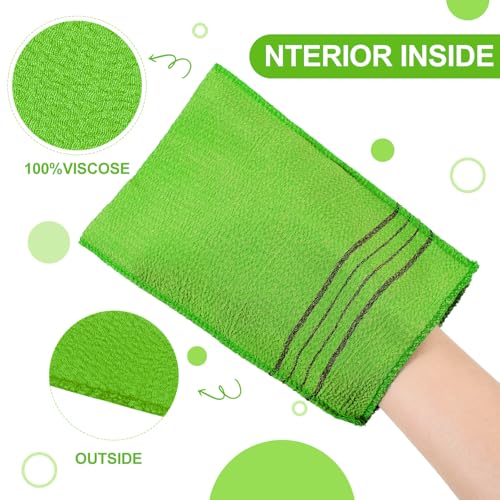 Image of Tatuo 12 Pack Korean Exfoliating Mitts, Italy Towel,8 x 5.5 in,Green | Body Washcloth, Remove Dead Skin, Viscose Rayon Scrubber for Home Spa, for Keratosis Pilaris, Reusable Full Body Use