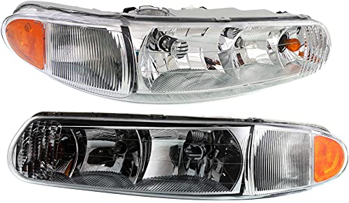 Evan Fischer Driver and Passenger Side Headlight for Buick Century Custom Limited Special Edition 1997-2005 Halogen With bulb(s) Replaces# 19244638 19244639
