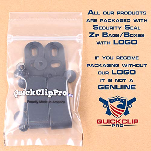 Quick Clip Pro Tough Holster Clips, Adjustable Cant For Iwb Owb Kydex, Leather, Hybrid Holster Making. Tuckable Black Plastic With 1/4" Binding Posts/Chicago Screws. Made In Usa (1.5" 2-Pack) #TOP6
