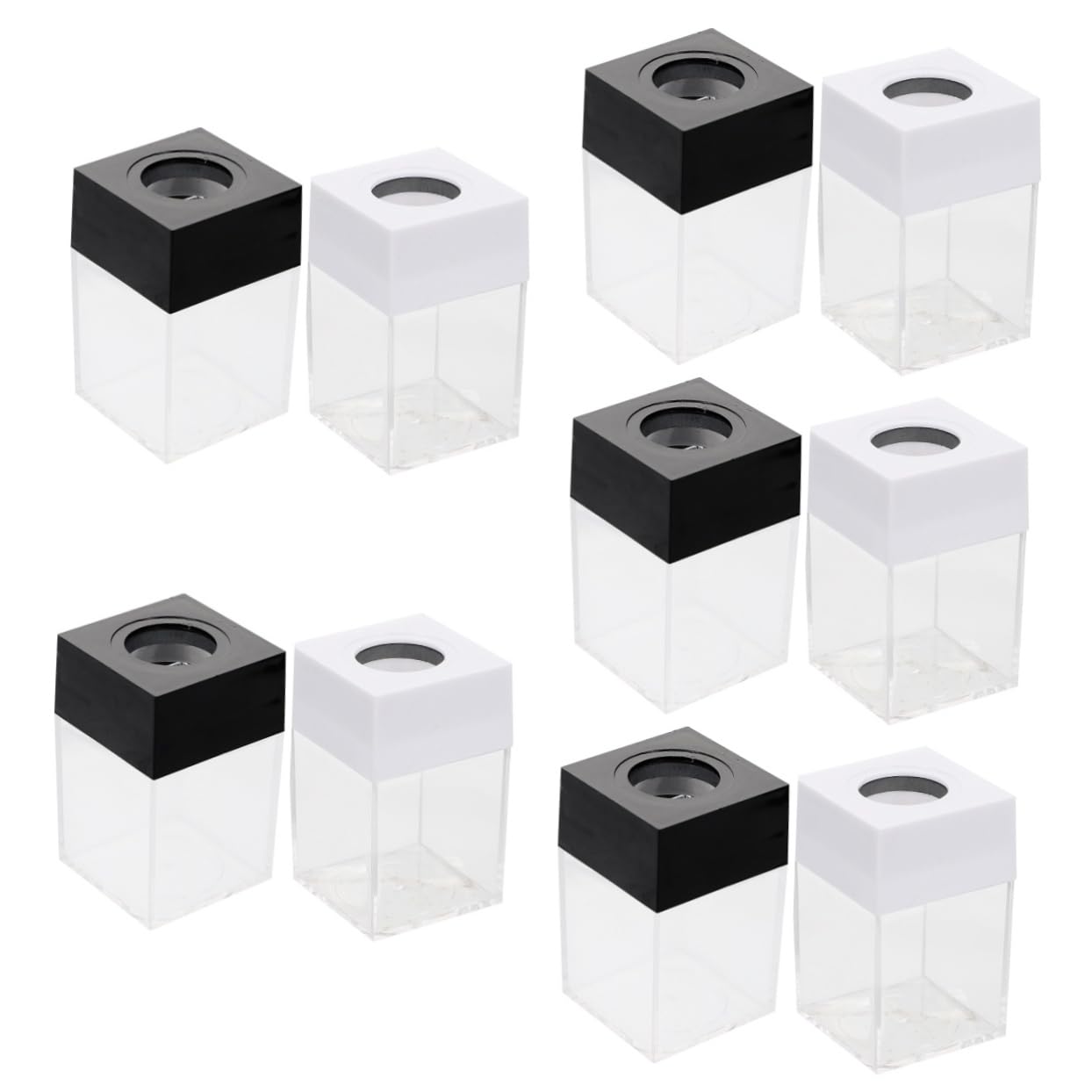 SHINEOFI 10pezzi Dispenser Magnetico Per Graffette Da Contenitore Quadrato Trasparente Con Coperchio Rimovibile Per Ufficio e Studio Capacità Elevata e Design Elegante
