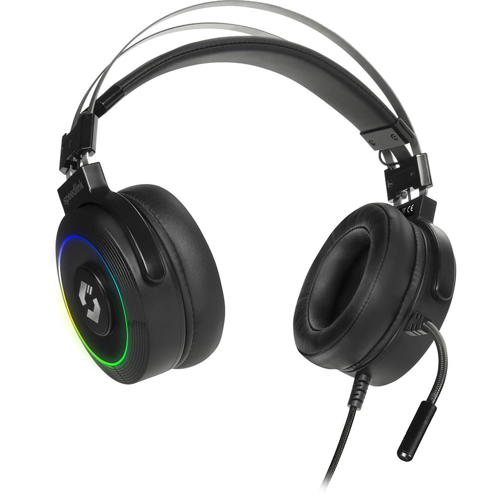 Speed-Link Orios RGB 7.1 PC Gaming Auricular - con micrófono Flexible, iluminación RGB, Ajustable, Negro