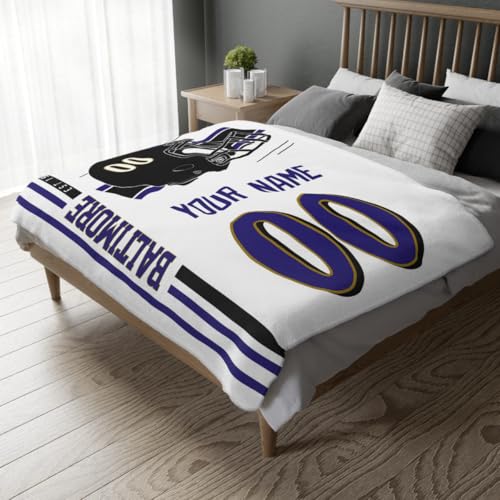 Image of Baltimore Throw Blanket Custom Name and Number Personalized Gifts for Men and Women