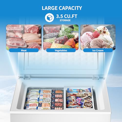 Image of Kismile 3.5 Cu.Ft Compact Chest Freezer, Ultra-Low Temperature Deep Freezer (-40F to 14F), Energy-Efficient, Digital Adjustable Thermostat, Top-Opening Door with 2 Removable Baskets, White