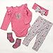 Reborn Dolls Baby Clothes Pink Outfits Fit 22'-24' Reborn Baby Dolls Toddler Girl 4 Pieces Doll Clothing Set