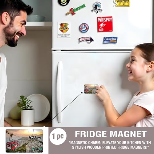 Image of Elegant Fridge Magnet with Themes |Rectangular Size Refrigerator Magnet with Magnetic Rubber Back | Pack of 1, 8.6cm X 5.4cm (Sikkim - Design 4)