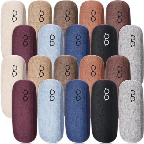 Image of Kanayu 20 /40 /60 /100 Pcs Hard Shell Glasses Case Bulk Linen Fabric Protective Eyeglasses Case Eye Glasses Sunglasses Protector