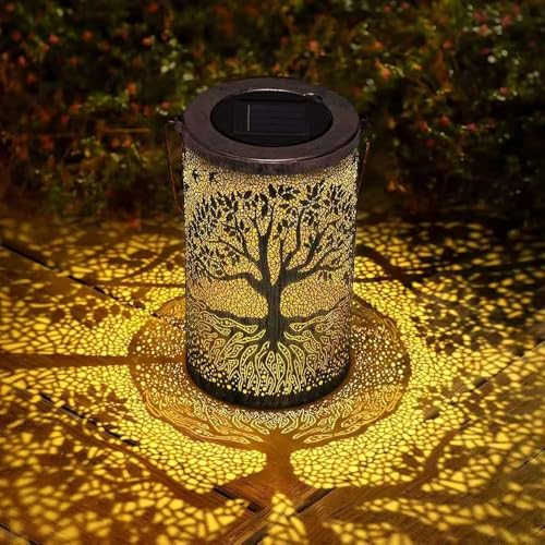 Lampe solaire de jardin en forme de papillons, éclairage LED décoratif en métal, projection d'ombres, énergie solaire pour extérieur (arbre de vie)