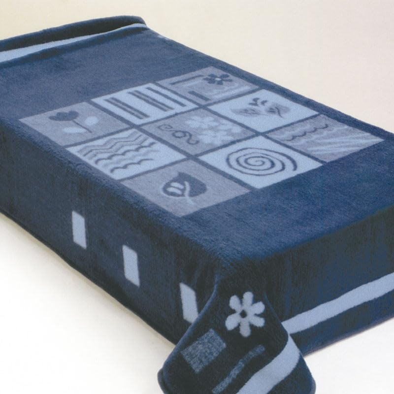 Rufino Díaz Manta Pelo Estampada Diana (Azul - 160x220cm) - Otoño/Invierno - Tacto Extra Suave y Super calentita - para Usar en la Cama o en el sofá