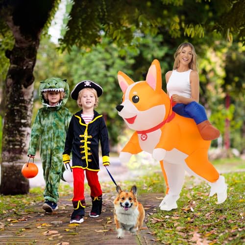 Aufblasbares Halloween-Kostüm für Erwachsene - Hunde-Tieranzug, Corgi-Outfit für Damen und Herren, Lustige Cosplay-Party