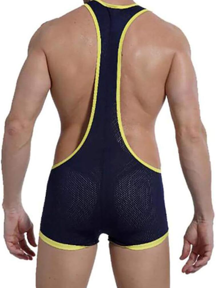 Men Breathable Mesh Underwear Sexy Suspender Jumpsuit Comfortable Wrestling Singlets