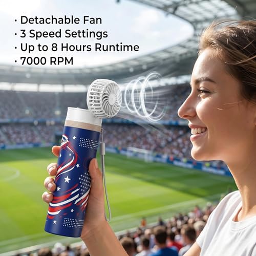 DUOMIY 2-in-1 Handheld Fan & Ice Therapy Cup, 7000 RPM Cooling Fan with Long-Lasting Cold Retention, Personal Fan & Reusable Cold Compress for Sports Recovery & Heat Relief, USA Theme — view 4