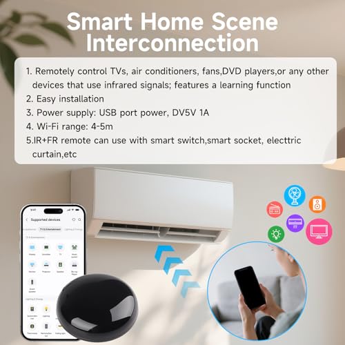 Smart Wi-Fi IR Universal Remote Control Universal WiFi Infrared Remote Control with Temperature Humidity Sensor App & Voice Infrared Blaster Compatible with Alexa Google Home - Image 6