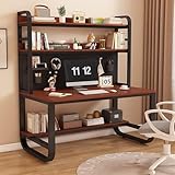 【Sturdy Writing Table with Metal Legs】Thicker computer desktop and panel material is engineered wood which is easy to clean and scratch-resistant, strong enough to support heavy weights up to 500lbs