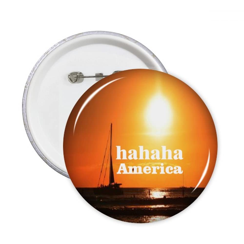 American Landscape Text Haha Mood Pins Badge Button Emblem Accessory Decoration 5pcs