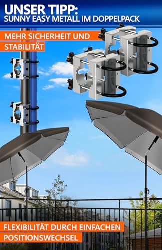 4smile Sonnenschirmhalter Balkongeländer aus Edelstahl -flexibel montierbare Sonnenschirm Halterung Balkon - Schirmhalterung Balkongeländer als kompakter Sonnenschirmständer Balkon