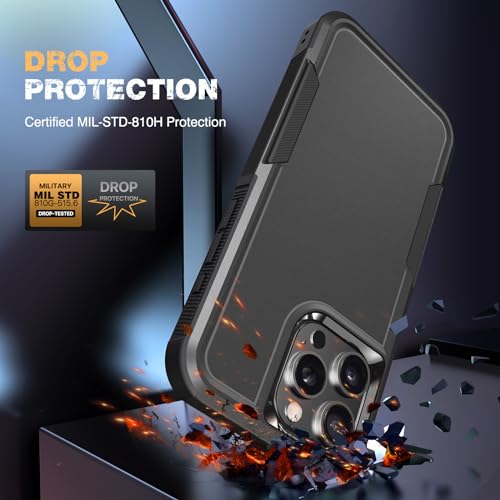 Diaclara Designed for iPhone 15 Pro Max Case, [with Privacy Screen Protector] [Anti Spy] [Military Grade Drop Protection] Heavy Duty Full-Body Shockproof Phone Case, Black - Thumbnail 4