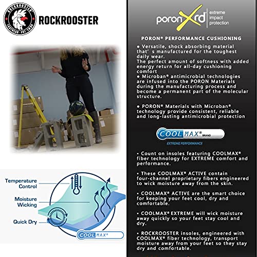 ROCKROOSTER Work Boots for Men, 6 inch Steel Toe, Slip On Safety Oiled Leather Shoes, Static Dissipative, Breathable, Quick Dry(AK227 Black, US 7.5)
