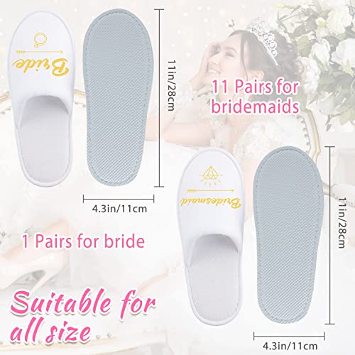 Hercicy 12 Pairs Wedding Bridesmaid Bride Slippers Set Disposable Hotel Slippers White Bridesmaid Gift Bridal Party Bridal Shower Spa accessories for Bachelorette Party Favor2