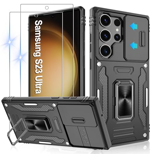 Coque Samsung S23 Ultra Gritup avec protège-caméra coulissant et deux films écran antichoc