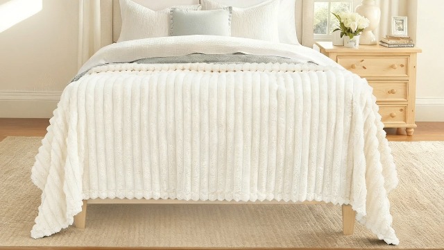 decorUhome Manta de vellón blanca crema 50x60 pulgadas miniatura 7