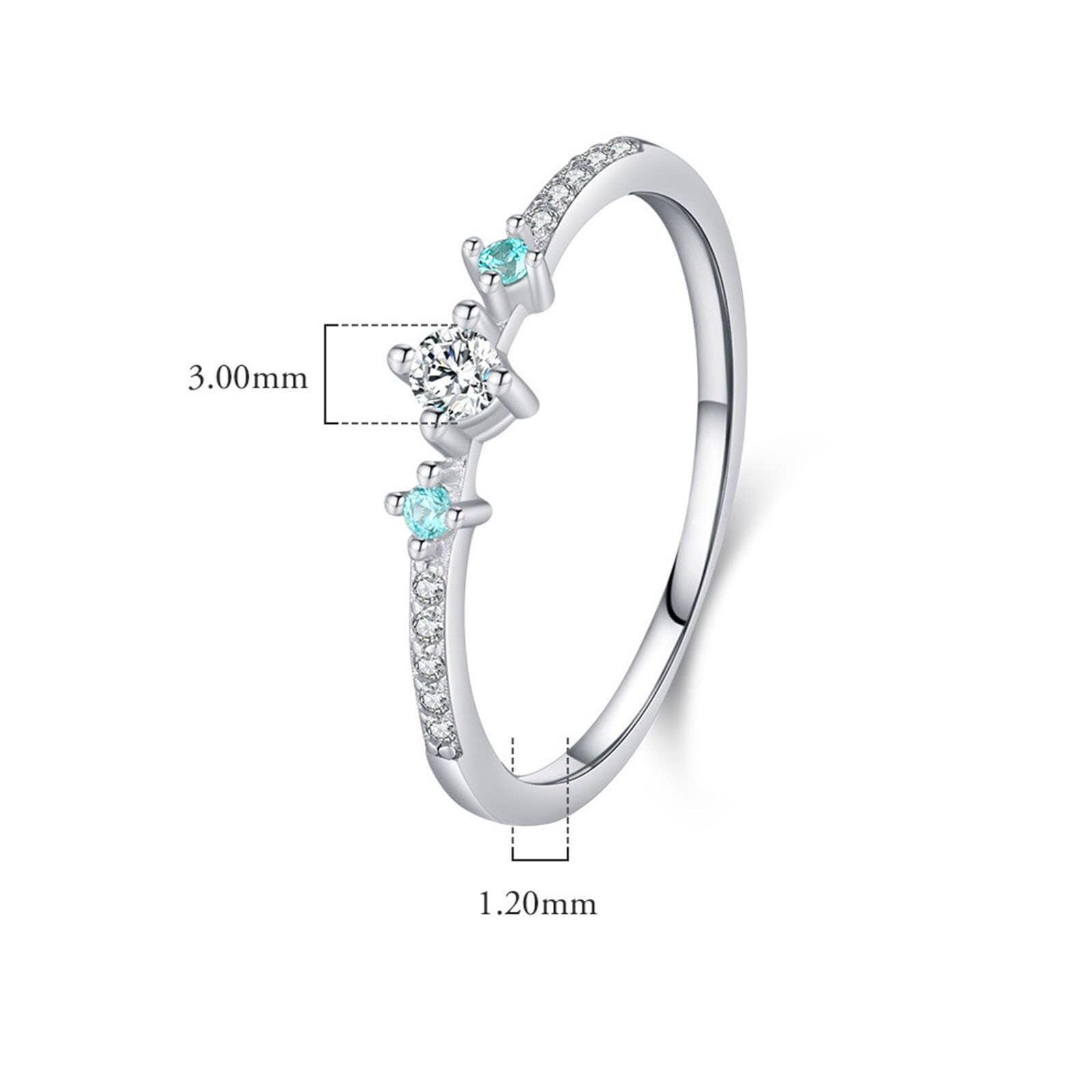Anillo de oro blanco de 9 K/14 K para mujer, Moissanite, 3 mm, elegante, apilable