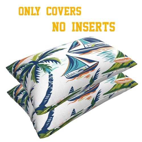 Housse de coussin le bateau et cocotiers 50x70 cm pour une deco chambre et canape evasive - 5