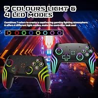 MYSTILUCK Wireless Pro Controller für Switch/Switch 2/Lite/OLED/PC, Gamepad mit 7 Farbwechselnde RGB Beleuchtung/Hall Effect Triggers/Dual Vibration/Turbo, Ergonomisch Gestalteter Präzise Joystick – Ansicht 2