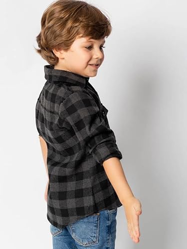 Camisa Xadrez Preta Infantil Masculino Criança (8)