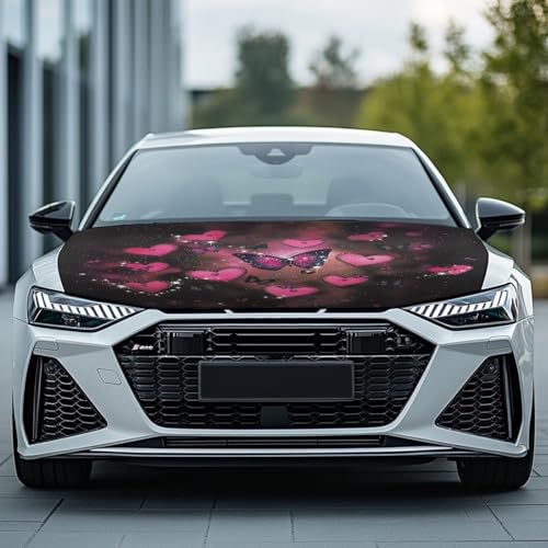 Image of Car Hood Cover,Butterfly Print Decoration Print Stylish Car Hood Cover Protector Suitable Most Automotive Sedans Trucks Pickup Sports Cars for Outdoor
