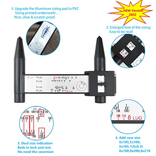 Wheel Connect Pcd Gauge，Wheel/Rim Bolt Pattern Measuring Tool, Pcd Ruler, Sliding Caliper For 4 5 6 8 Holes #TOP1